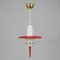 Italian Red Lantern in Milk Glass & Brass, 1950s, Image 2