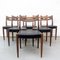 Chaises en Teck et en Similicuir Noir, 1950s, Set de 6 1