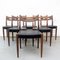 Teak and Black Leatherette Chairs, 1950s, Set of 6 1