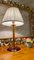 Bernsteinfarbene Venezianische Tischlampe aus geblasenem Muranoglas mit weißem Seidenschirm, 1950er 3