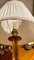Bernsteinfarbene Venezianische Tischlampe aus geblasenem Muranoglas mit weißem Seidenschirm, 1950er 4