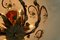 Lampada da soffitto Hollywood Regency vintage in metallo fiorito e cristallo, Immagine 7