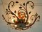 Vintage Hollywood Regency / Florentine Style Metal & Crystal Flower Ceiling Lamp 8