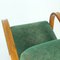 Vintage Green Fabric and Oak Armchair by Kropacek & Kozelka for Interier Praha, 1940s 2