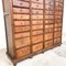 Tall Industrial Wooden Bank of Drawers 12