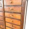 Tall Industrial Wooden Bank of Drawers 15