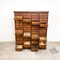 Tall Industrial Wooden Bank of Drawers 13