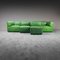 Modular Green Leather Sofa, 1970s, Set of 4 2