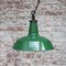 Britische industrielle Vintage Emaille Fabriklampe in Grün 4