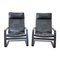 Black Leather Lounge Chairs, 1970s, Set of 2 1