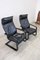 Black Leather Lounge Chairs, 1970s, Set of 2 14