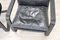 Black Leather Lounge Chairs, 1970s, Set of 2 6
