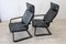 Black Leather Lounge Chairs, 1970s, Set of 2 3