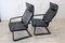 Black Leather Lounge Chairs, 1970s, Set of 2, Image 3