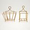 Vintage Brass Magazine Paper Racks, Set of 2 2