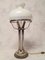 Art Deco White Opaline Glass Corinthian Column Lamp, 1930s 1