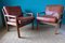 Danish Oak Armchairs with Fawn Leather Cushions, 1960s, Set of 2 1