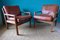 Danish Oak Armchairs with Fawn Leather Cushions, 1960s, Set of 2, Image 1