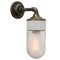 Vintage Frosted Glass & Brass Sconce with Cast Iron Arm 2