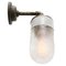 Vintage Frosted Glass & Brass Sconce with Cast Iron Arm 4