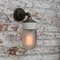 Vintage Wandlampe aus Milchglas & Messing mit gusseisernem Arm 6