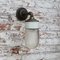 Vintage Frosted Glass & Brass Sconce with Cast Iron Arm 8