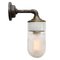 Vintage Frosted Glass & Brass Sconce with Cast Iron Arm, Image 1