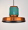 Mid-Century Copper Pendant Light with Teal Glass, 1950s 12