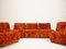 Italian Velvet Modular Sofa, 1980, Set of 5 1