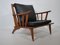 Teak & Leather Lounge Chair Set, 1960s, Set of 2 2