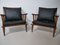 Fauteuil en Teck & Cuir, 1960s, Set de 2 19