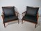 Teak & Leather Lounge Chair Set, 1960s, Set of 2 18