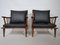 Teak & Leather Lounge Chair Set, 1960s, Set of 2 16