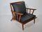 Fauteuil en Teck & Cuir, 1960s, Set de 2 1