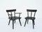 French Black Solid Larch Armchairs by Jean Royère, 1950s, Set of 4 1
