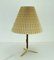 Brass & Teak Table Lamp with Pleated Textile Shade by J. T. Kalmar for Kalmar, 1950s 3