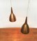 Lampade a sospensione Mid-Century in teak e rame, set di 2, Immagine 14