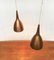 Mid-Century Teak & Copper Pendant Lamps, Set of 2 14