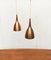 Mid-Century Teak & Copper Pendant Lamps, Set of 2 1