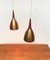 Mid-Century Teak & Copper Pendant Lamps, Set of 2 9