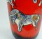 Mid-Century Red & Blue Ceramic Fat Lava 517-50 Floor Vase with Bull Design from Scheurich, Image 4