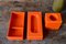 Piezas de cerámica italianas en naranja de Pierre Cardin para Franco Pozzi. Juego de 3, Imagen 5