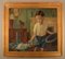 Dulcie Lambrick, England, Öl auf Karton, Interieur Mit Einem Jungen 2