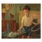 Dulcie Lambrick, England, Öl auf Karton, Interieur Mit Einem Jungen 1