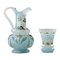 Blue Opaline Ewer and Cup, 19th Century, Set of 2 1