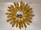 Vintage Gilt Metal Sunburst Mirror with Light, 1960s 10