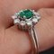 French Emerald Diamonds 18 Karat White Gold Daisy Ring, 1960s, Image 5