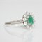French Emerald Diamonds 18 Karat White Gold Daisy Ring, 1960s 8