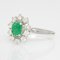 French Emerald Diamonds 18 Karat White Gold Daisy Ring, 1960s, Image 6