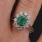 French Emerald Diamonds 18 Karat White Gold Daisy Ring, 1960s 9